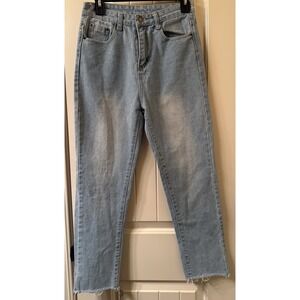 Falmer Heritage High Rise Straight Jeans Light Wash Raw Hem Women's Size S 26x24
